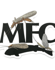Montana Fly Company Stickers featuring detailed insect illustrations and bold MFC logo at Freestone Fly Shop