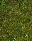 Hare's Ice Dub fibers in shimmering olive green with reflective strands for detailed fly tying at Freestone Fly Shop