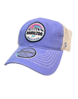 Zephyr Low Pro Wash Trucker - Mtns/Moose in purple with mesh back by BlueLakeshirts Inc. for fishing apparel