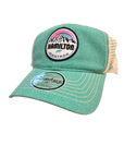 Zephyr Low Pro Wash Trucker - Mtns/Moose in green with mesh back by BlueLakeshirts Inc. for fishing apparel