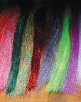 Krystal Flash in assorted vibrant colors with shimmering fibers by Hareline Dubbin, Inc for fly tying at Freestone Fly Shop