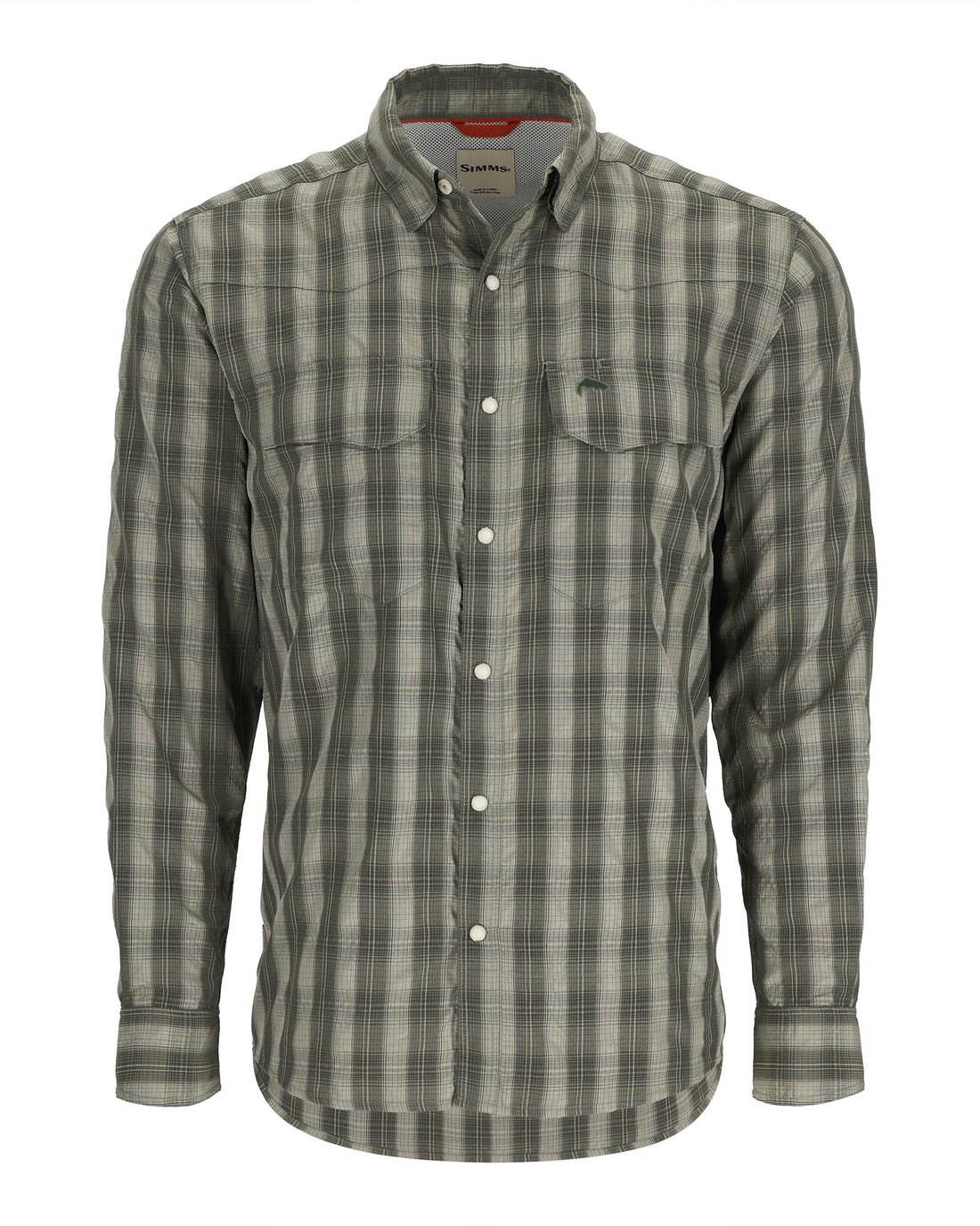 Simms M's Big Sky LS Shirt - Willow/Dark Olive Plaid