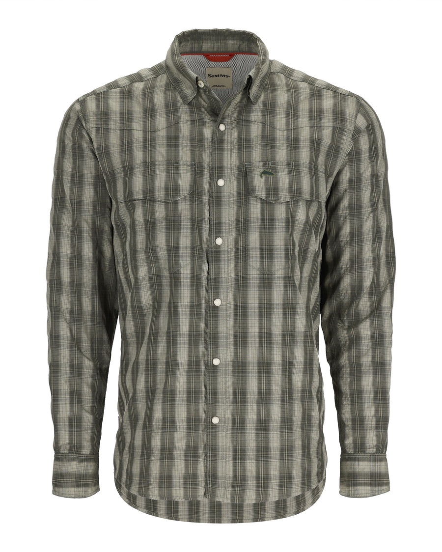 Simms M's Big Sky LS Shirt - Willow/Dark Olive Plaid