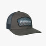 Sage Patch Trucker Hat - Brown Trout with breathable mesh back and fish scale patch by Farbank Pros for fishing apparel